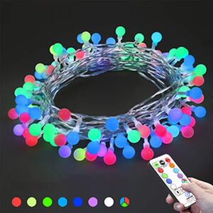 woohaha 8 Vibrant Color Change Globe Ball String Lights, 32ft 96LED RGB Decorative Fairy Lights, 52 Modes with Remote, Plug in Christmas Lights with 6V Safe Voltage(96LED, RGB)