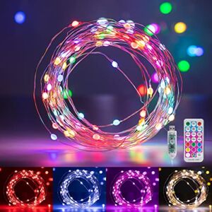 Minetom Color Changing Fairy Lights , 33 FT 100 LED String Lights with Remote, 11 Modes USB Powered String Lights, Waterproof Twinkle Lights for DIY Bedroom Party Outdoor Indoor