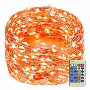 Decute Orange Halloween String Lights 300LED 99FT, UL Safe Certified Plug in Fairy Firefly Lights with Remote for Halloween Party Bedroom Patio Indoor Outdoor Christmas Decor