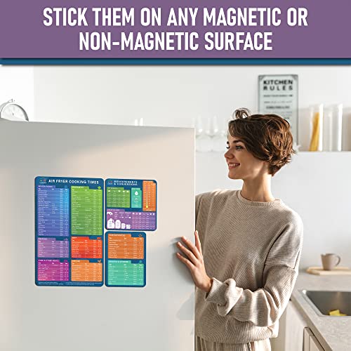 Air Fryer Magnetic Cheat Sheet Set by Linda’s Essentials – Air Fryer Cooking Times Chart Magnet, Quick Reference Guide For Cooking and Frying, Air Fryer Cooking Times Chart & Kitchen Conversions, Includes Over 100 Foods (Includes 3 Magnets) | The Storepaperoomates Retail Market - Fast Affordable Shopping