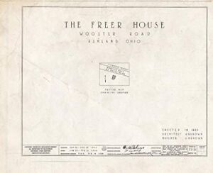 Historic Pictoric : Blueprint HABS Ohio,3-Ashla.V,1- (Sheet 0 of 2) – Freer House, Wooster Road, Ashland, Ashland County, OH 30in x 24in
