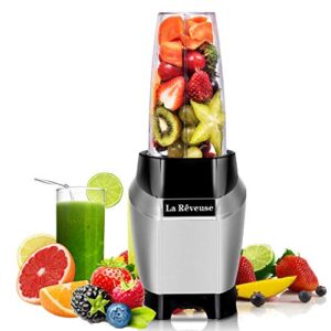 La Reveuse Personal Blender Making Shakes and Smoothies 1000 Watt-with 24 oz BPA Free Portable Travel Bottle – Dishwasher Safe (Silver)