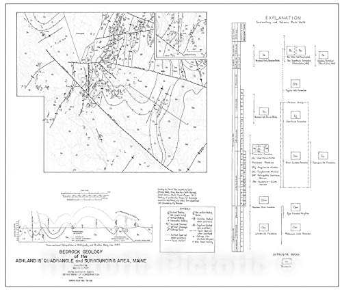Historic Pictoric Map : Bedrock Geology of The Ashland 15′ Quadrangle and Surrounding Area, Maine, 1978 Cartography Wall Art : 30in x 24in | The Storepaperoomates Retail Market - Fast Affordable Shopping