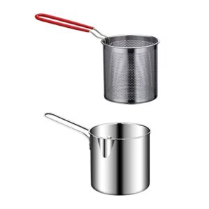 Gralara Stainless Steel Deep Fryer Pot High Detachable Small for Fries Party