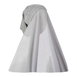 NICEYST Chiffon Instant Hijab for Women Muslim Under Scarf Tube Cap with Veil Fashion Islam Solid Color Headscarf Turban Wrap, Light Gray, One Size