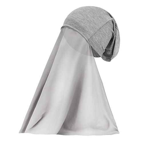 NICEYST Chiffon Instant Hijab for Women Muslim Under Scarf Tube Cap with Veil Fashion Islam Solid Color Headscarf Turban Wrap, Light Gray, One Size | The Storepaperoomates Retail Market - Fast Affordable Shopping