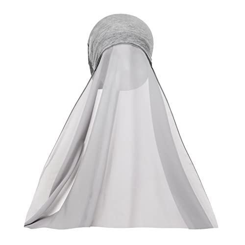 NICEYST Chiffon Instant Hijab for Women Muslim Under Scarf Tube Cap with Veil Fashion Islam Solid Color Headscarf Turban Wrap, Light Gray, One Size | The Storepaperoomates Retail Market - Fast Affordable Shopping
