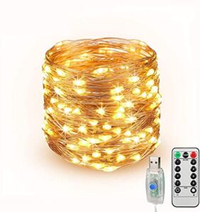 Led String Lights, 66Ft 200 LEDs Fairy Twinkle Lights with Remote, Dimmable Timer, 8 Scene Modes Waterproof USB Fairy Lights for Indoor Outdoor Bedroom Wedding Party Decoration (Warm White)