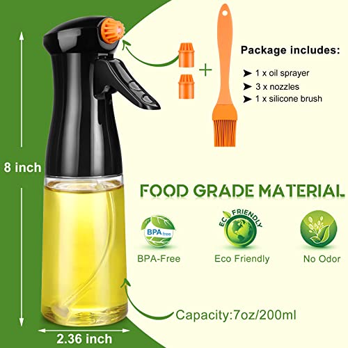 Oil Sprayer for Cooking, Upgraded Olive Oil Sprayer Bottle, Air Fryer Accessories, Oil Mister for Air Fryer, 7oz/200ml Oil Vinegar Spritzer, Kitchen Gadgets for Salad, BBQ, Roasting (Black) | The Storepaperoomates Retail Market - Fast Affordable Shopping
