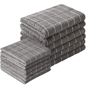 Puomue Microfiber Kitchen Towels and Dishcloths Set, 26 X 18 Inch and 12 X 12 Inch, Set of 12 Bulk Lint Free Dish Towels for Drying Dishes, Grey