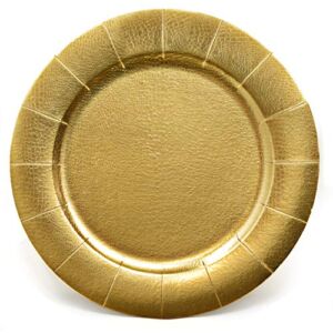 24 Disposable Gold Round Charger Plates 13″ Dinner Table Serving Tray Heavy Duty Reusable Paper Cardboard Platters for Table Setting Placemats Cupcake Dessert Birthday Parties Weddings Food Safe