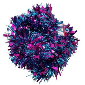 Assorted Colorful Christmas Holiday Seasonal Decorative Tinsel Rope or Poinsettia Garland (Blue/Purple)