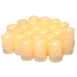 CANDLE IDEA Flameless LED Votive Candles 24 Pack, 1.5″ x 2″, Battery Operated Flickering Electric Outdoor Flameless Tea Lights, Fake Tealight Candle Bulk for Wedding, Christmas, Halloween Decorations
