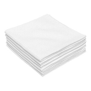 Kitchen Towels – Microfiber Waffle Weave Towels | 16 x 16 in. (6 Pack) |Absorbent, No Lint, Thick, Reusable, Commercial, Soft, Hand, Tea, Glass, Bar, Sublimation Blank, Polyester Cloths | White