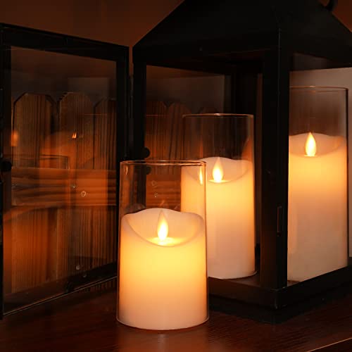 5plots 3”x 5”6”7” Pure White Flameless Flickering Candles, Unbreakable Glass Battery Operated LED Pillar Radiance Candles with Remote Control and Timer, Set of 3 | The Storepaperoomates Retail Market - Fast Affordable Shopping