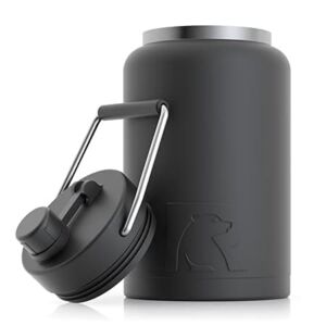 RTIC Jug with Handle, Half Gallon, Black Matte, Large Double Vacuum Insulated Water Bottle, Stainless Steel Thermos for Hot & Cold Drinks, Sweat Proof, Great for Travel, Hiking & Camping