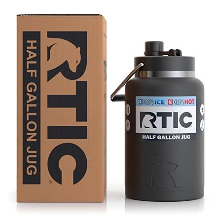 RTIC Jug with Handle, Half Gallon, Black Matte, Large Double Vacuum Insulated Water Bottle, Stainless Steel Thermos for Hot & Cold Drinks, Sweat Proof, Great for Travel, Hiking & Camping | The Storepaperoomates Retail Market - Fast Affordable Shopping