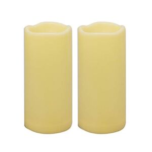 2 Pack Waterproof Outdoor Flameless Candles with Timer 3” x 7” Battery Operated Electric LED Pillar Candle Set for Gift Home Décor Party Wedding Supplies Garden Halloween Christmas Decoration