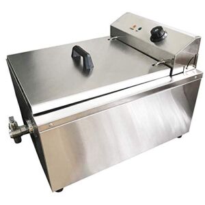 INTSUPERMAI 110V 2KW Electric Industrial Shallow Funnel Cake Deep Fryer Stainless Steel Single-cylinder with 2 Rings