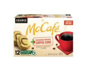McCafe Cinnamon Streusel Coffee Cake Coffee, Keurig Single Serve K-Cup Pods, 12 Count