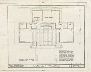 Historic Pictoric : Blueprint HABS Ill,16-WILM,1- (Sheet 3 of 6) – Ralph S. Baker House, 1226 Ashland Avenue, Wilmette, Cook County, IL 30in x 24in