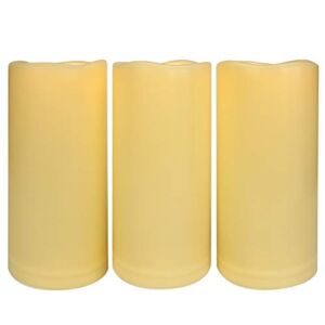 3PCS 7″ Waterproof LED Flameless Timer Candles, 1000 Hours Long Battery Life / Flickering Battery Operated Electric Outdoor LED Large Pillar Candle for Outside Lantern Festival Decor etc.