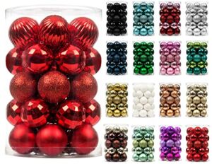 XmasExp 34ct Christmas Ball Ornaments Shatterproof Christmas Ornaments Set Decorations for Xmas Tree Balls 40mm/1.57″ (1.57”, Red)