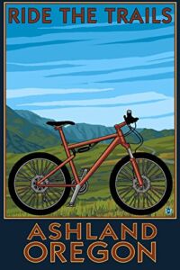 Lantern Press Ashland, Oregon, Mountain Bike Scene, Ride the Trails (12×18 Wall Art Poster, Room Decor)