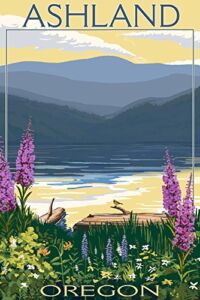 Lantern Press Ashland, Oregon, Lake and Mountain (12×18 Wall Art Poster, Room Decor)
