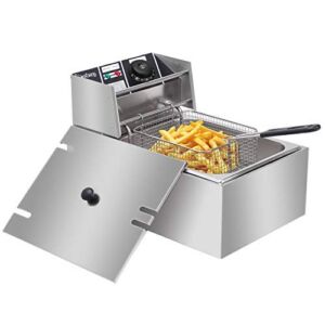 Electric Heavy Duty Stainless Steel Deep Fryer, With Basket (6 Liter Single Cylinder 2 Pack)
