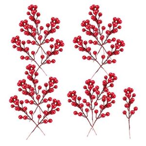 Guuozzli 20 PCS Artificial Red Berry,Red Berry Picks Branch,7.8 Inch Berry Stems for Festival,Holiday,Christmas,Home Decor