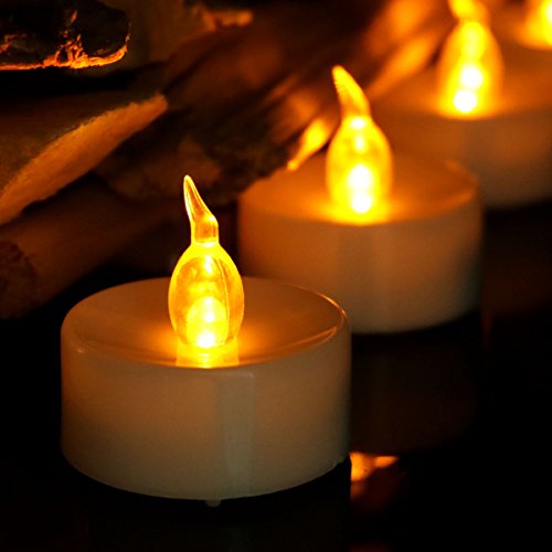 Youngerbaby 24pcs Amber Yellow Battery Operated LED Tea Lights Candles with Timer -Flickering 6 Hours on and 18 Hours Off in 24 Hours Cycle for Outdoor, Indoor Decorations Wedding Party | The Storepaperoomates Retail Market - Fast Affordable Shopping