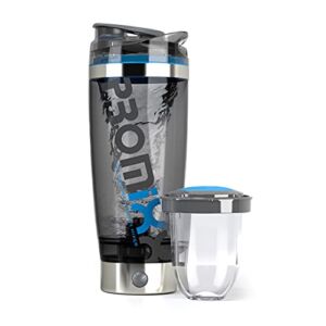 PROMiXX Pro Shaker Bottle (iX-R Edition) | Rechargeable, Powerful for Smooth Protein Shakes | includes Supplement Storage – BPA Free | 20oz Cup (Silver Blue/Gray)