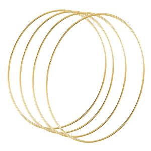 Sntieecr 4 Pack 12 Inch Large Metal Floral Hoop Rings Wreath Macrame Gold Craft Hoop Ring for Making Christmas Decorations, Wedding Wreath Decor, DIY Dream Catcher and Wall Hanging Crafts
