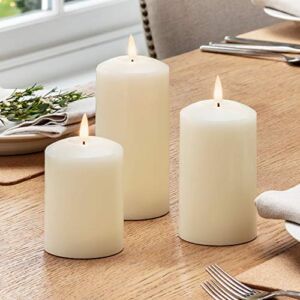 Lights4fun, Inc. Set of 3 TruGlow™ Ivory Wax Flameless LED Battery Operated Pillar Candles with Remote Control