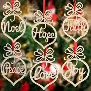 Bememo 30 Pieces Christmas Wooden Hollow Ornaments Xmas Tree Hanging Tags Crafts Pendant Decor Christmas Holiday Wedding Decorations