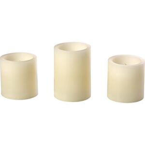 Precious Moments Ivory LED Flameless Battery Operated Pillar Candles 3-Piece Set 173404