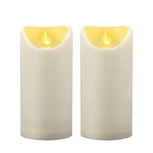2 PCS 3″x6″ Waterproof Outdoor Battery Operated Flameless LED Pillar Candles with Timer Flickering Plastic Resin Electric Decorative Light for Patio Lantern Decor, Halloween Christmas Party Decoration