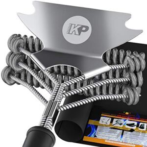 KP 3 in 1 Dream Set- Safe Grill Cleaning Kit – Bristle Free Grill Brush for Outdoor Grill w/ Grill Scraper +Heavy Duty Grill Mat|Best BBQ Brush for Grill Cleaning | Grill Accessories for All Grills