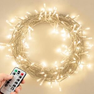 koopower 16ft String Lights 40 LED Remote (Timer Dimmable), Battery Operated Waterproof Fairy Lights with 8 Modes, Warm White