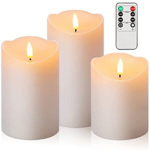 3 Pack Realistic Flameless Candles, Flickering Tea Lights Candles Battery Operated with Remote, Waterproof Outdoor LED Candles with Warm White Light for Wedding, Valentine’s Day, Halloween, Christmas