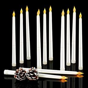 12 Pieces LED Flameless Window Candles Battery(carbon battery) Operated Christmas Fake Flicker Candlesticks Electric Long Candles for Home Wedding Dinner Decorations