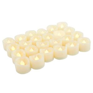 24 Pack LED Tea Lights Battery Operated Flameless Candles Fake Flickering Electric Tealight Candle Set for Home Décor Party Wedding Easter Decorations Batteries Included, Wave Open, Cream White