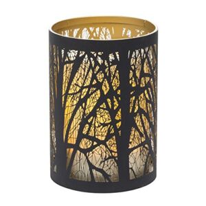 Sterno Home CAT11851BK Candle Impressions LED Flameless Candle with Etched Tree Luminary with Programmable Timer, 3.5-inch by 5.0-inch, Black