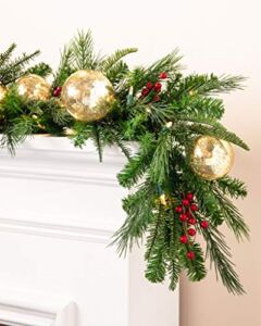 Balsam Hill Pine Peak Holiday Prelit Artificial Christmas Garland, 6 Feet, LED Clear Lights