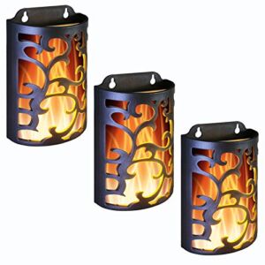 yucanucax Decorative Lanterns with Timer, Candle Light Flameless Candles Indoor/Outdoor Wall Sconces,Flickering Flames Wall Light for Hallway, Bathroom,Use 3AA Battery(NOT Included),3 Pack