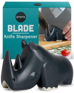 OTOTO Blade Knife Sharpener – Keep Knife Sharper with the Best Knife Sharpener – Fun Kitchen Gadgets BPA-free & Dishwasher-Safe Kitchen Knife Sharpener – Dimensions: 3.62 x 1.69 x 2.09 inches