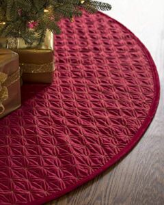 Balsam Hill Lancaster Wedding Ring Quilted Tree Skirt, 48 inches, Cardinal Red