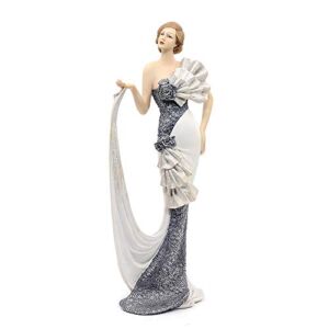 Comfy Hour Glamour Elegance Victorian Style Lady Collection Elegant Slim Lady Lifting Up Skirt Collectible Figurine, 13-inch Height, Gray & White, Polyresin