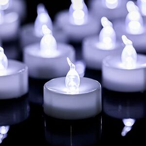 LANKER 24 Pack Flameless LED Tea Lights Candles – Steady Cool White Tealight Candle – Long Lasting Battery Operated Fake Candles – Decoration for Halloween and Festival Celebration (Cool White)